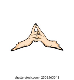 hand gesture bringing together the index fingers of both hands kalesvara mudra vector illustration