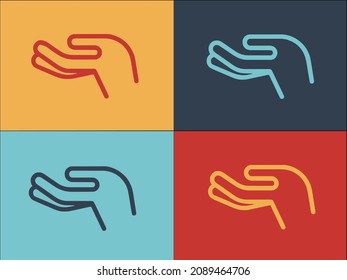 Hand Gesture Came Logo Template, Simple Flat Icon of gesture,here,came