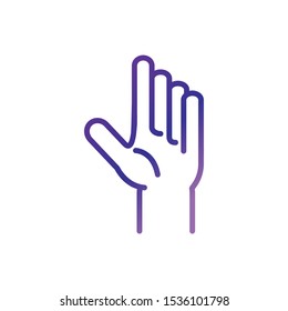 hand gesture charity help donation gradient line vector illustration