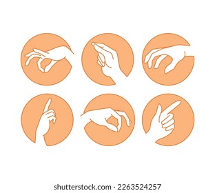 hand gesture in circle button set