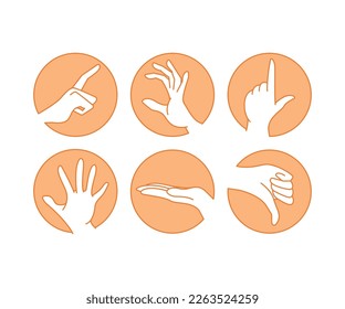 hand gesture in circle button set