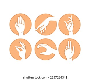 hand gesture in circle buttons illustration
