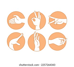 hand gesture in circle buttons illustration