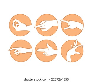 gesto de mano en la ilustración de botones de círculo