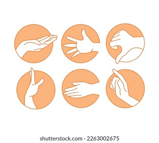 gesto de mano en la ilustración de botones de círculo