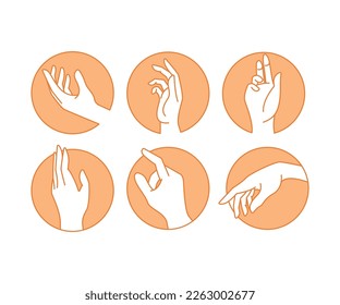 hand gesture in circle buttons illustration