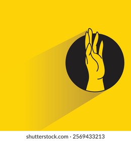 hand gesture in circle icon with shadow on yellow background