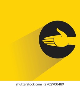hand gesture in circle icon with shadow yellow background