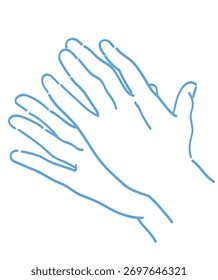 Hand gesture. Clapping hands. Vector sketch illustration.