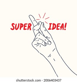 A hand gesture. The click of the thumb and forefinger of a persons hand. A modern poster for design.