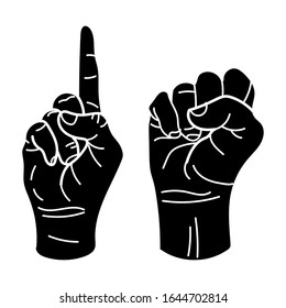 Hand gesture collection illustration, drawing, engraving, ink, line art, vector