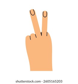 Hand gesture. Color trendy vector illustration. Index, middle, ring, little fingers and thumb