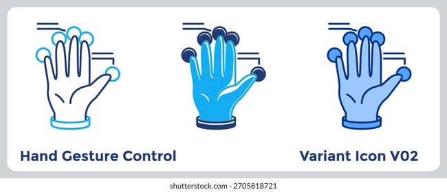 El control de gestos de la mano permite una interacción natural e intuitiva con las interfaces digitales. Azul, azul plano, estilo Dualtone.