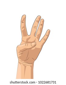hand gesture count four