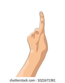 hand gesture count one. Hand with the index finger isolated on white background