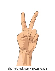 hand gesture count two. Hand gesture peace sign