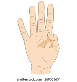 Hand Gesture Counting Four Realistic Stock Vector (Royalty Free ...