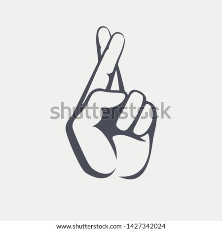 Hand gesture with crossed fingers. Vector sign.