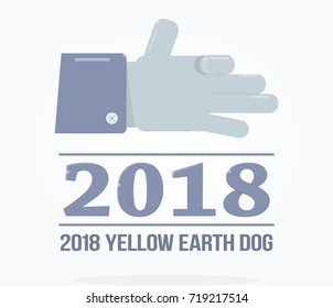 Hand gesture dog face. Modern symbol of the new year.