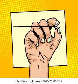 Hand gesture draw with pen comic cartoon illustration