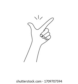 hand and gesture - easy. concept of popular funny symbol to make flicking fingers, meaning everything is fine, eureka, no problem. design wrist palm of human. black simple sign on white background