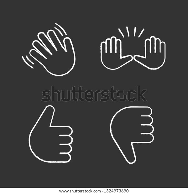 Hand Gesture Emojis Chalk Icons Set Stock Vector Royalty Free