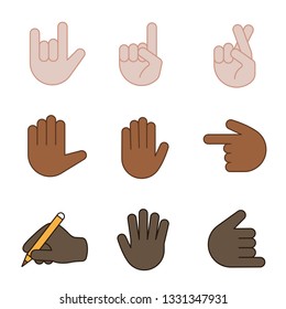 Hand Gesture Emojis Color Icons Set Stock Vector (Royalty Free) 1331347931