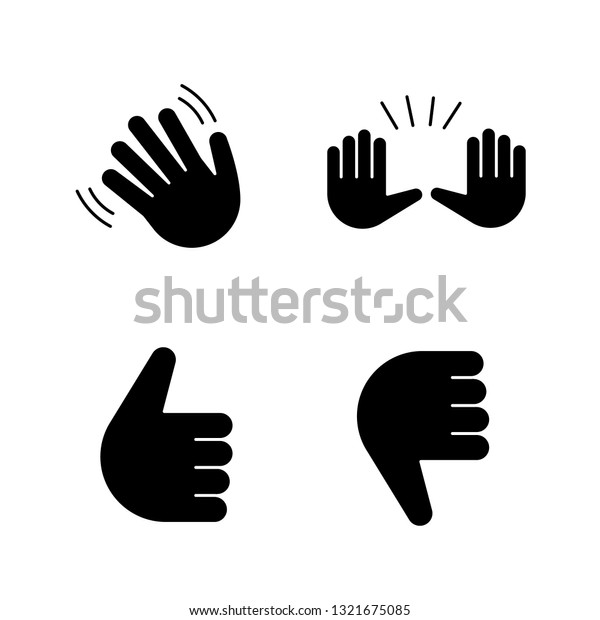 Hand Gesture Emojis Glyph Icons Set のベクター画像素材 ロイヤリティフリー