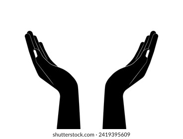 Hand. Gesture of Empty Hand Holding Something Logo Symbol. Vector Illustration.