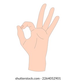 A hand gesture - everything okay. Sign language. Vector illusration isolated on white background
