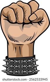 Hand gesture fist punching the air vector cartoon illustration