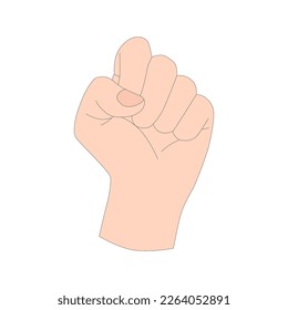 A hand gesture. Fist as a symbol of protest and opposition. Sign language. Vector illusration isolated on white background