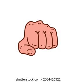 Hand gesture. Fist. Сolor vector in hand drawn style.