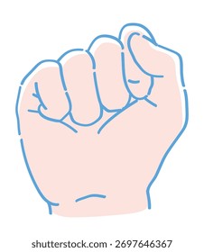 Gesto de la mano. Puño. Ilustración de boceto de Vector.