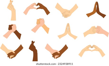 Hand gesture flat. Hands Love And Friendship Gestures