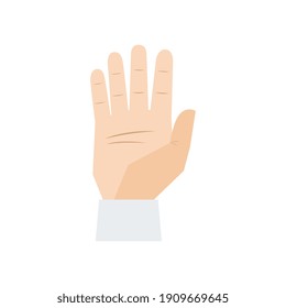 Icono plano gesto mano con ilustración vectorial de palma humana abierta