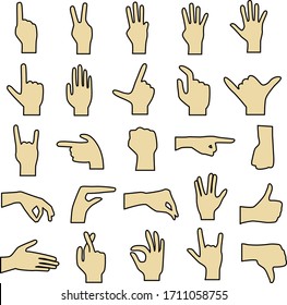 hand gesture flat icon set