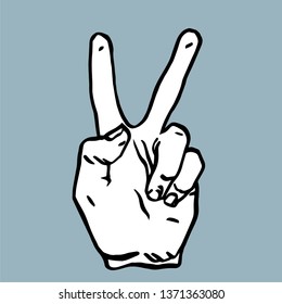 Hand gesture in the form of the letter "V", symbolizing the Peace.