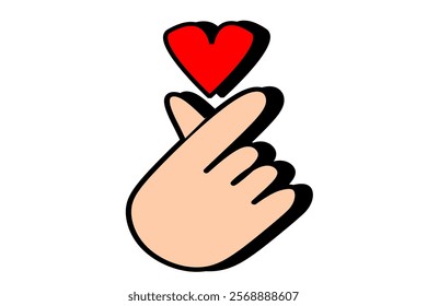 hand gesture forming a small heart, symbolizing love, affection, and positive emotions. Korean love sign . vector heart illustration