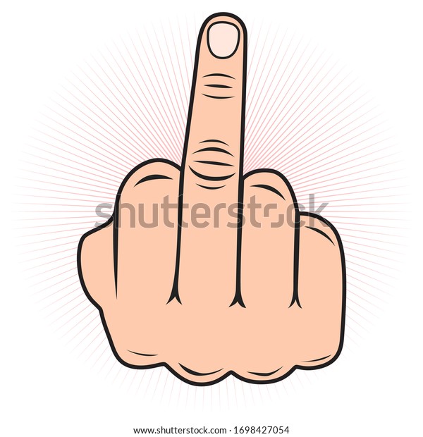 Hand gesture, Fuck You, symbol. Middle\
finger sign. Vector\
illustration.