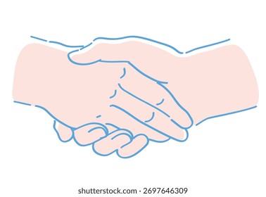 Gesto da mão. Aperto De Mão. Ilustração de esboço vetorial.