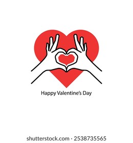 hand gesture heart like happy valentines day. flat stroke style trend modern logotype graphic art design isolated on white background. concept of people body