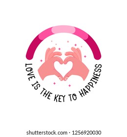 Hand is a gesture of heart. Love is the key to happiness.