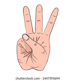 Hand gesture with high four sign. Vector illustration. Hand collection.