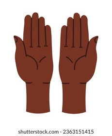 Hand gesture of honesty and openness, isolated personage showing palms with fingers. Gesturing symbol or sign or character. Expressing emotion through movements. Vector in flat style illustration