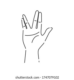 Handgeste der menschlichen Linie schwarze Ikone. Piktogramm für Web-Seite, mobile App, Promo. UI UX GUI Design Element. Bearbeiten