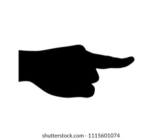 Hand Gesture Icon, Black Hand Silhouette, Pointing Finger, Vector Illustration