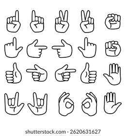 Hand Gesture Icon Collection Set