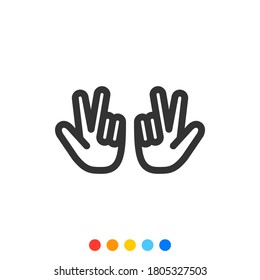 Hand Gesture Icon, Hand Gesture Of Hip Hop Or Rap, Vector.