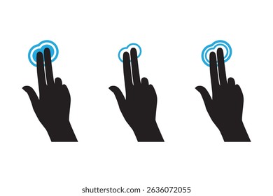 Hand gesture icon with index finger tapping screen, user interface concept.